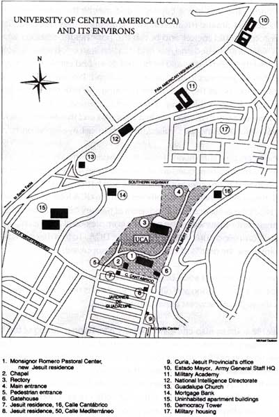 Map of UCA campus and its environs